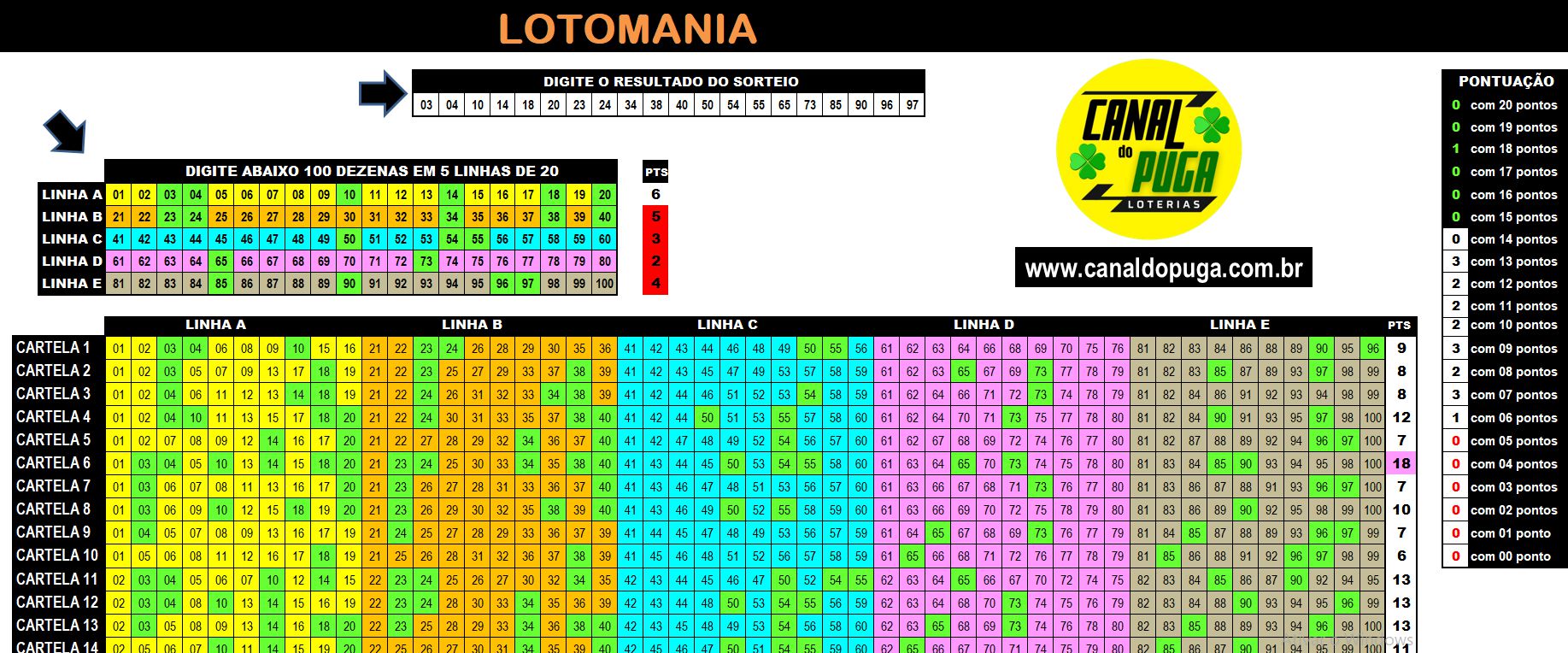 Planilha Lotomania