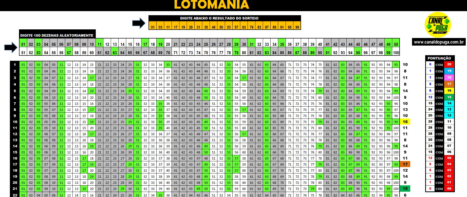 Planilha Lotomania