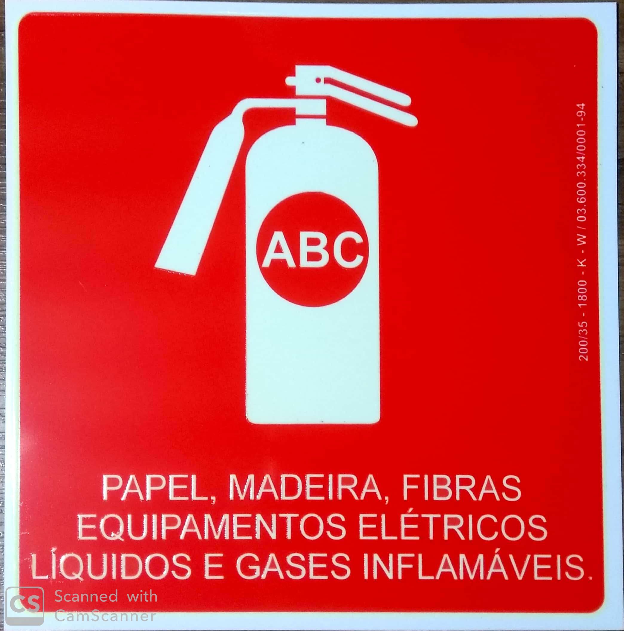 PLACA INDICATIVA DE EXTINTOR PÓ ABC - R&A Extintores