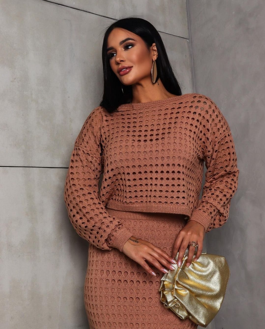 vestido patchwork python - loja online de roupas... Conjunto blusa e saia midi em tricot vazado - Madame Ninna - loja ...