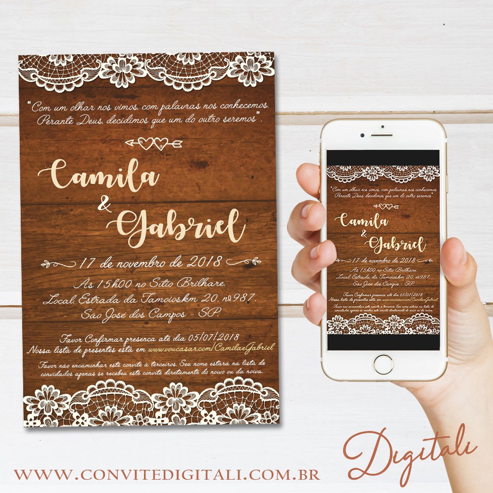 Convite Digital em 2023  Convite casamento online, Convites de casamento  com foto, Convite de casamento editavel