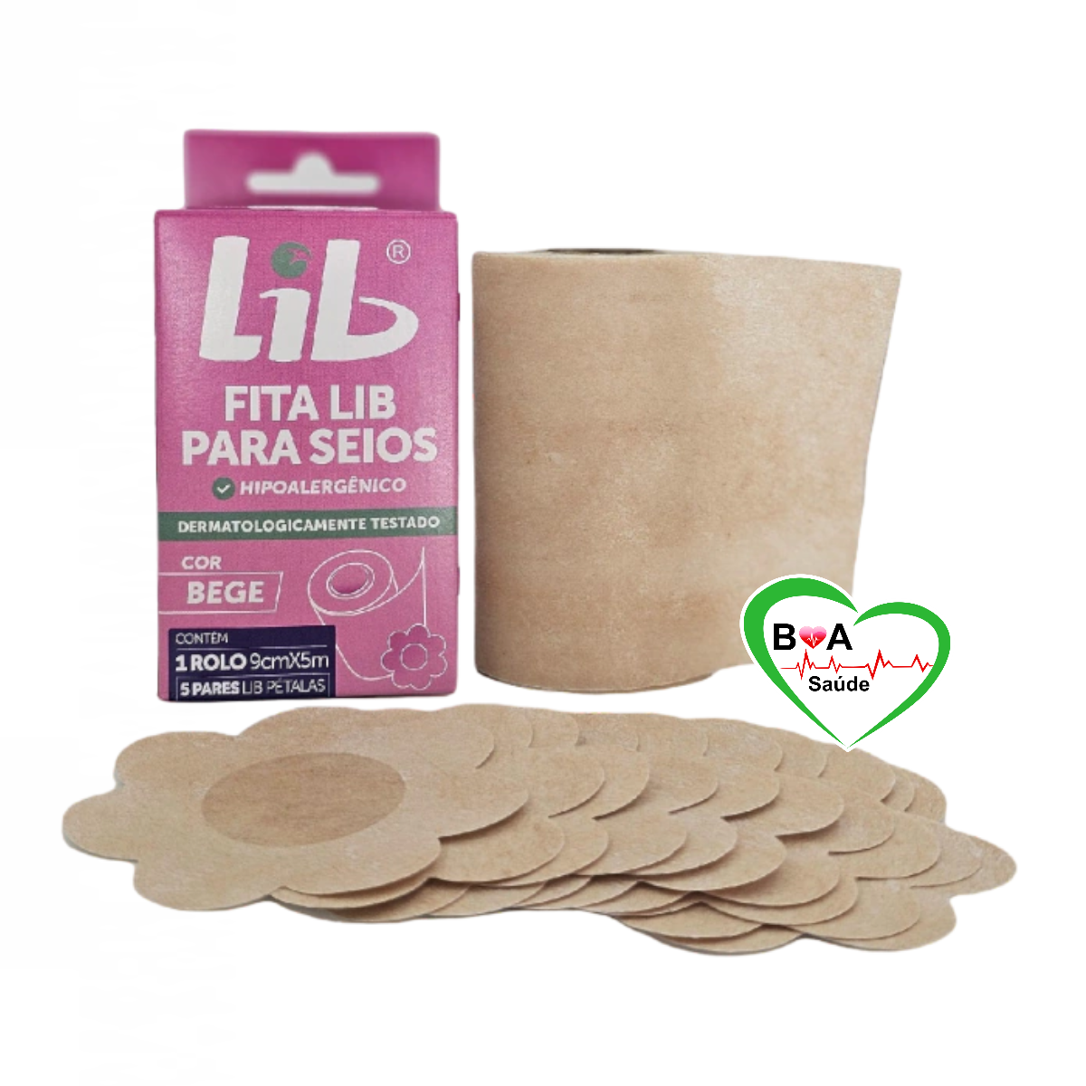 FITA LIB ADESIVA PARA SEIOS LIB PETALAS 1 ROLO + 5 PARES TAM. UNICO ...