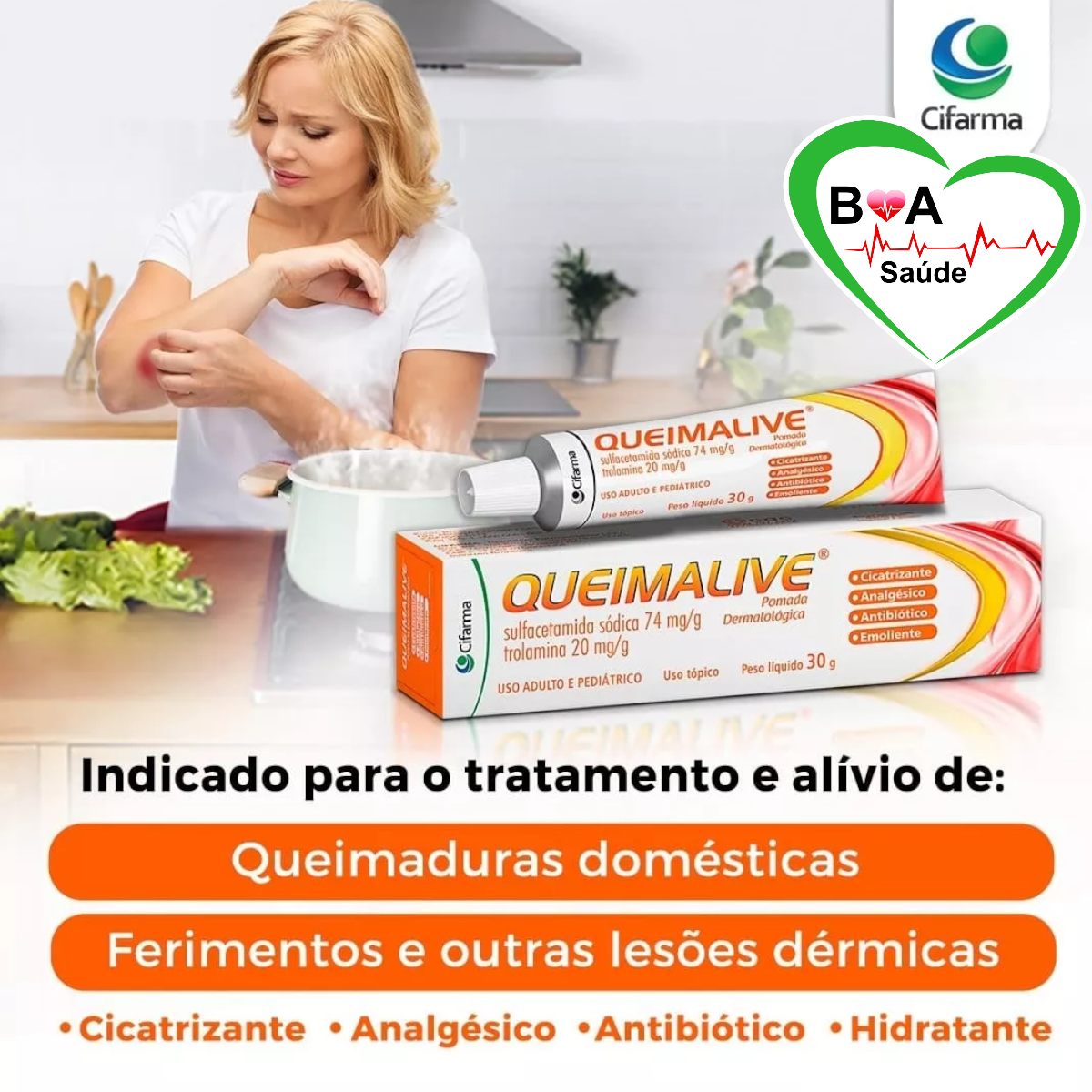 Queimalive Pomada Cicatrizante Para Queimaduras 30g Cifarma - BOA SAUDE ...