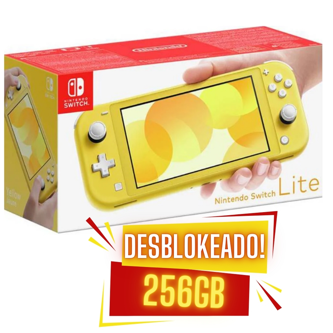 Nintendo Switch Lite Yelow- DESBLOQUEADO com 256gb - Games