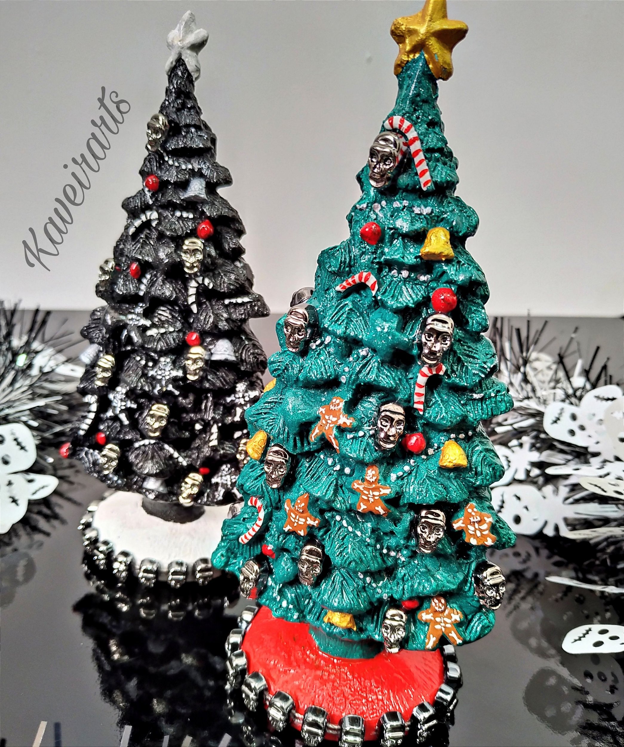 Enfeite Caveirinhas de Glitter para Árvore de Natal