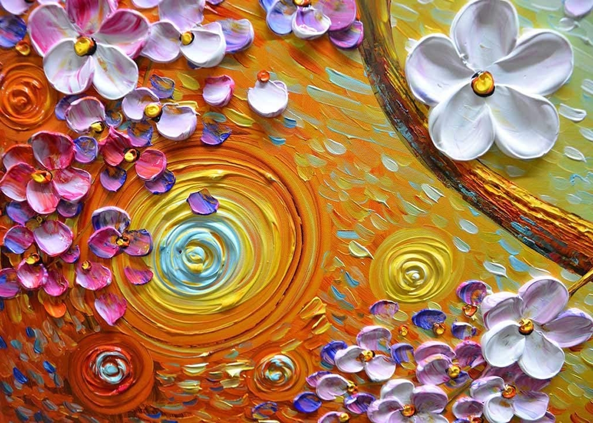 Quadro Pintura Tela modernas floral óleo barato enorme 5597