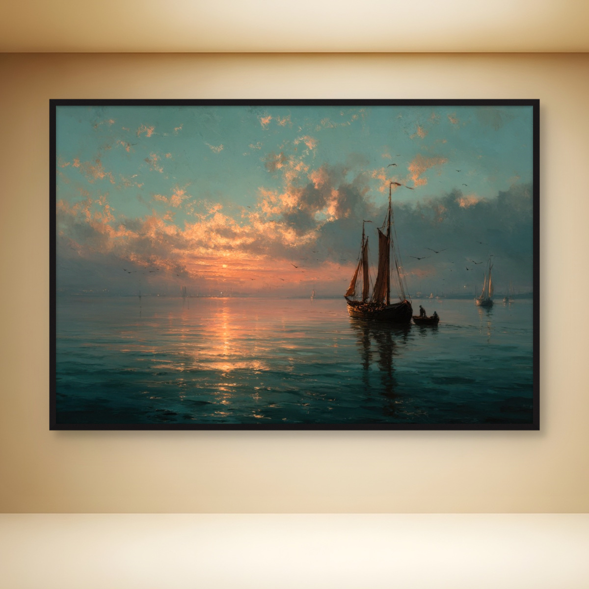 Quadro Decorativo Barcos a Vela no Mar ao Pôr do Sol 6415 | Meuri ...