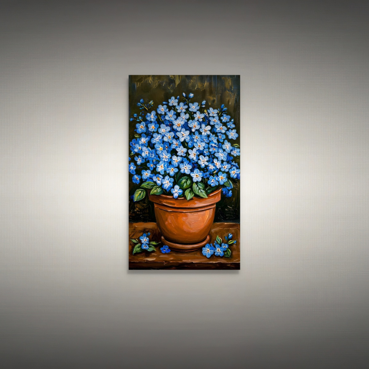 Quadro Decorativo Vaso de Flores Azuis em Oleo 6519 | Meuri - Meuri ...