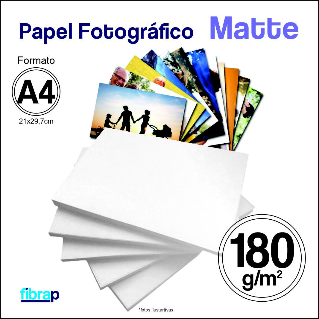Papel Fotográfico Matte A4 - Jato de Tinta, 180g/m2 - Fibrap - Sua  distribuidora de Papel e Produção Gráfica