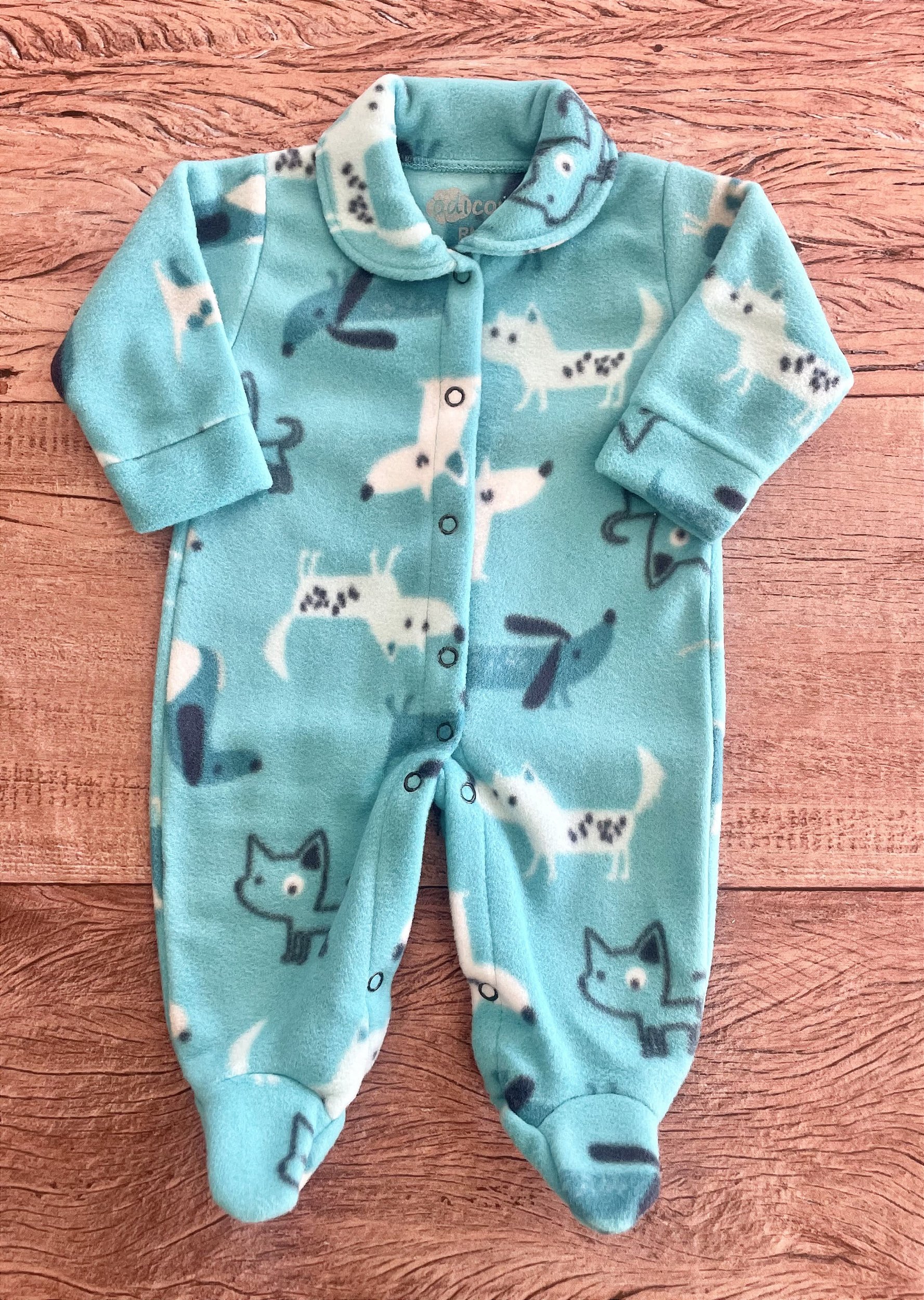 Macacão Soft Bebê Menino Cachorrinhos Azul - Roupa de Bebê do Tamanho RN ao  3