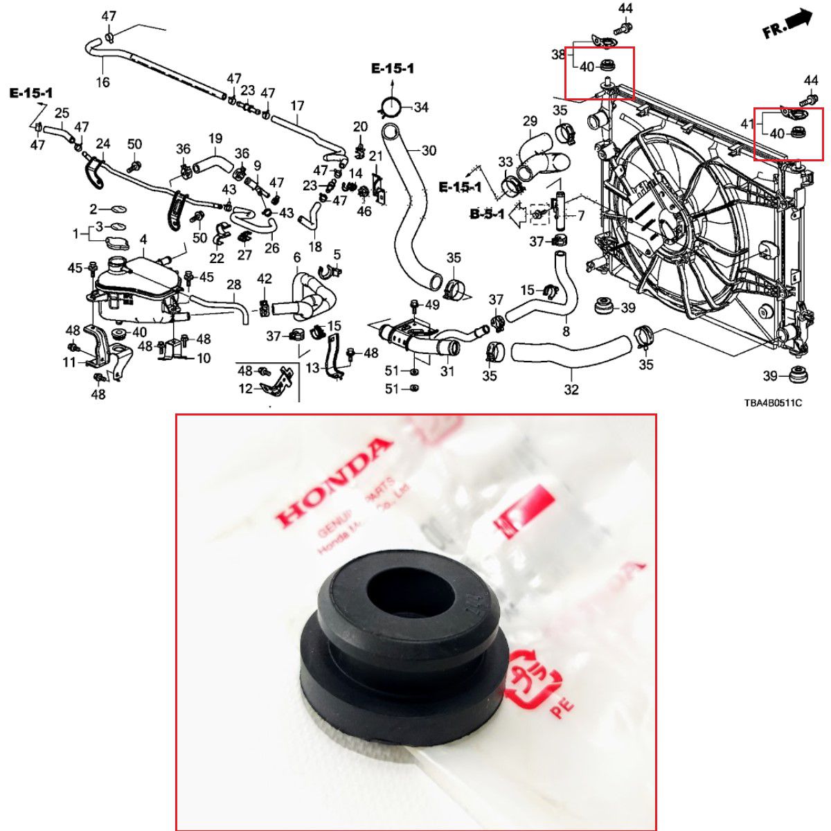 Supports Fixation Radiateur Caoutchouc - Lot De 2, Noir, Pour Honda Accord, Fit, Odyssey, Etc. - 8