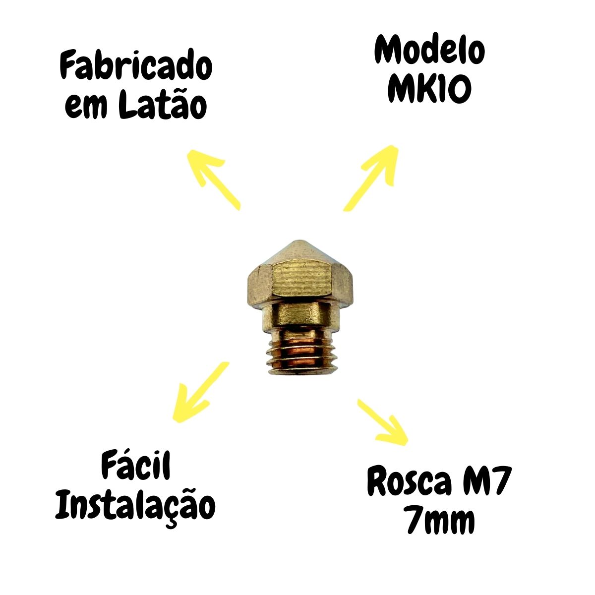 Bico Extrusora MK10 1,75mm - Nozzle 0.6 mm - Impacto CNC