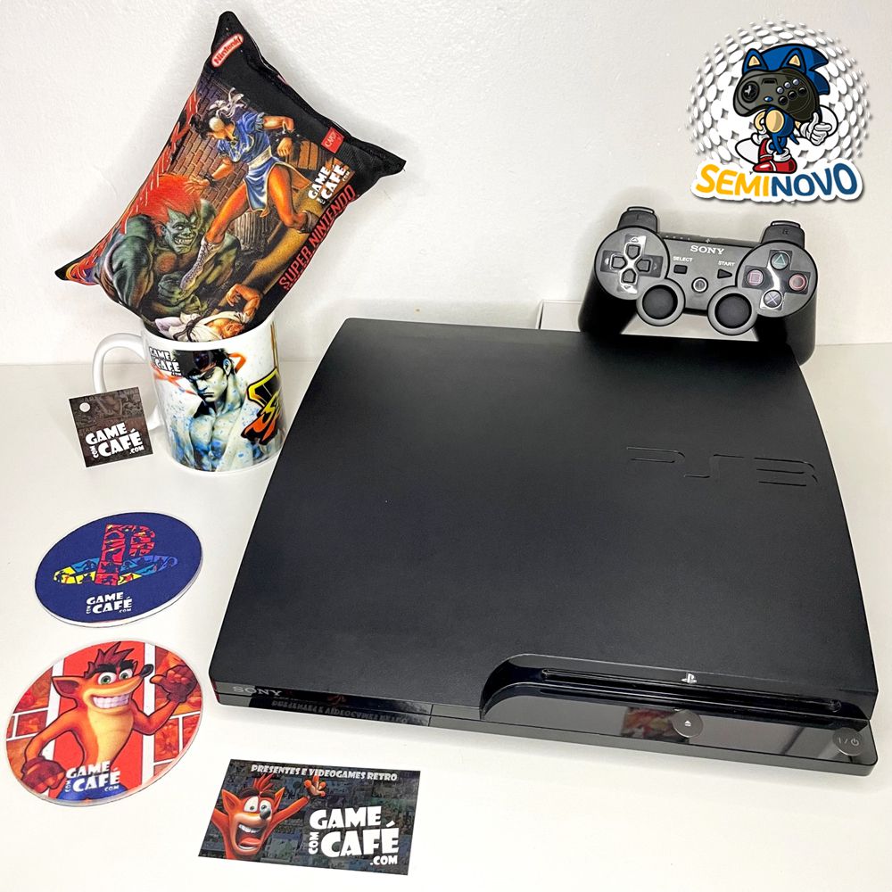 Console Sony PS3 Playstation 3 Slim 160GB com 1 Controle sem Fio e