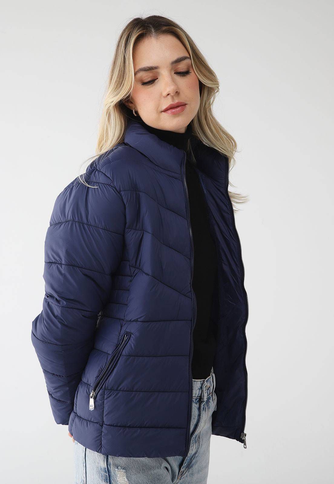 JAQUETA PUFFER FACINELLI NYLON - AZUL MARINHO - Blessed