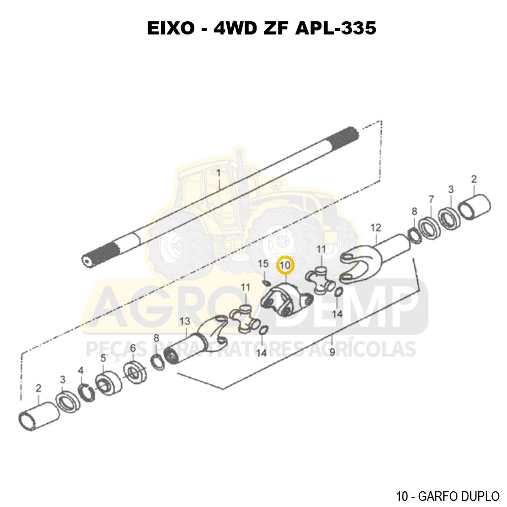 GARFO DUPLO DO EIXO 4WD ZF APL335 (CBL) VALTRA 600 / 685C / 685F