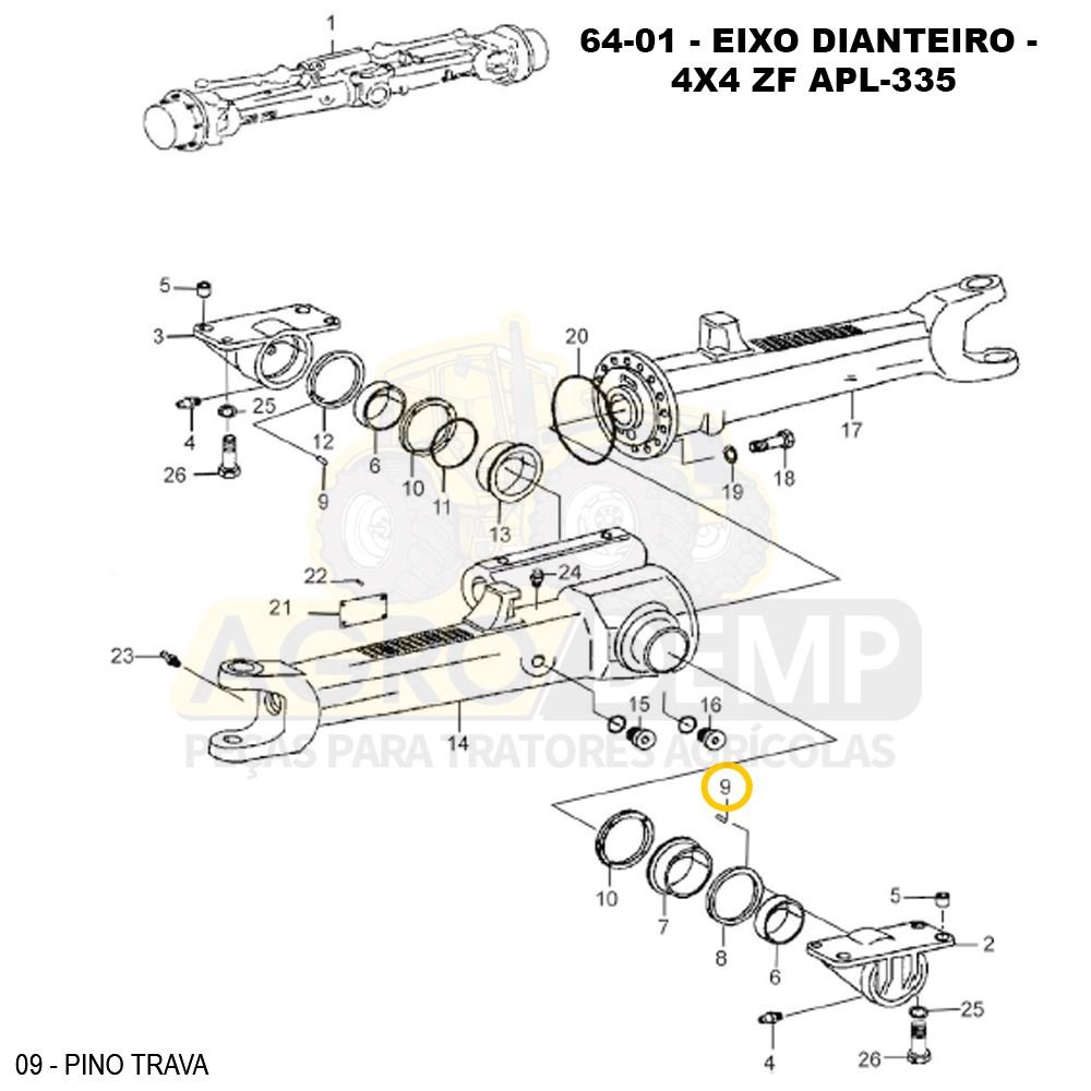 PINO TRAVA DE SEGURANÇA DO EIXO DIÂNTEIRO 4X4 ZF APL335 (AGCO