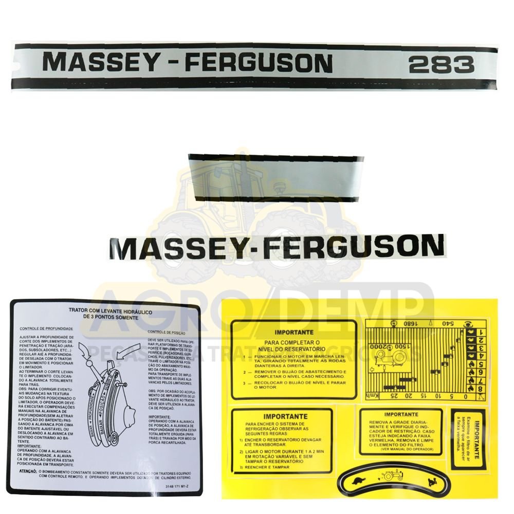 Jogo De Decalque Adesivo Trator Massey Ferguson 55X - R.E. PEÇAS