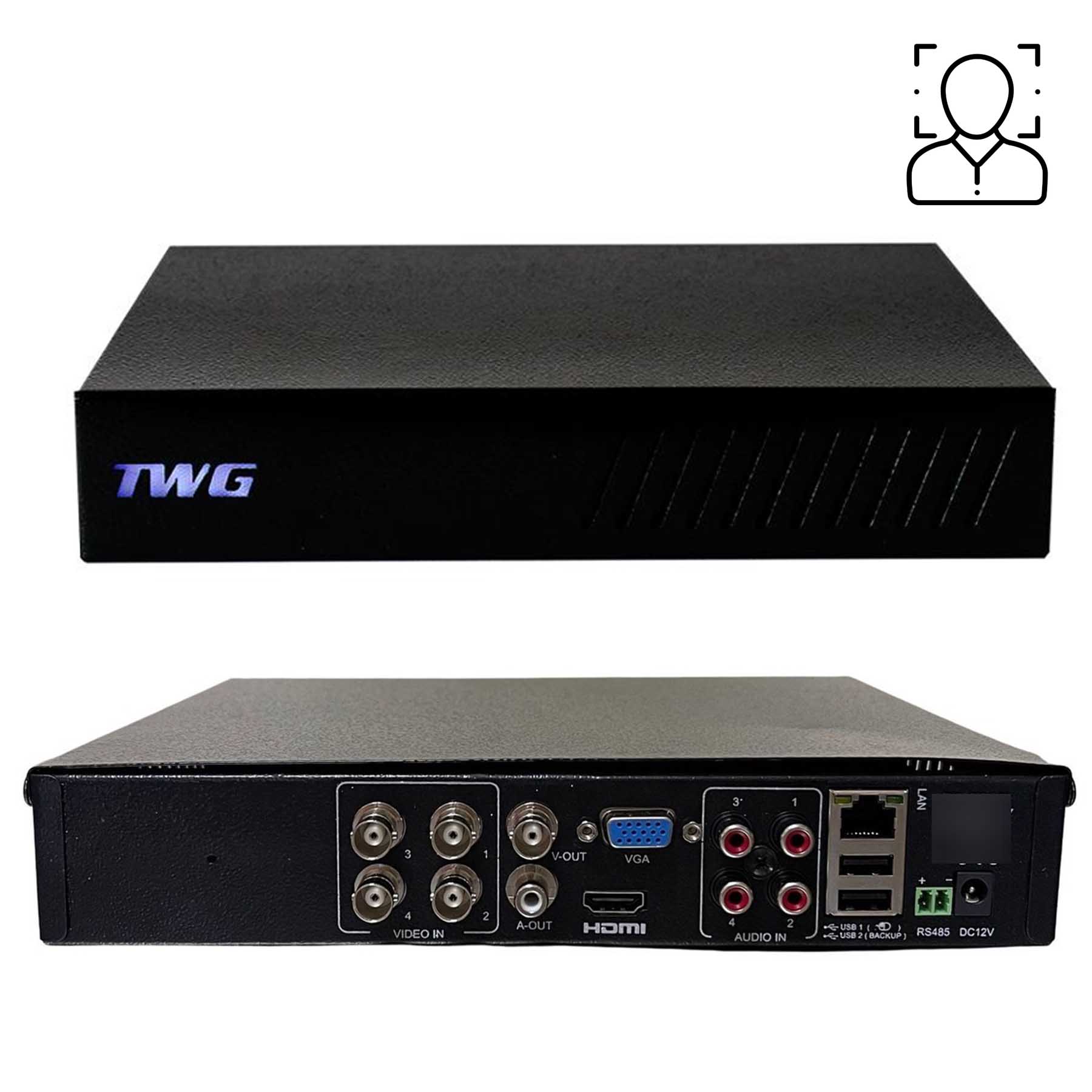 DVR 4 Canais + 2 IP TWG 5204 com Reconhecimento Facial - Telekin