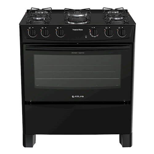 Fogao Gas 5Q Pto Tropical Glass 19 Atlas Obra Smart