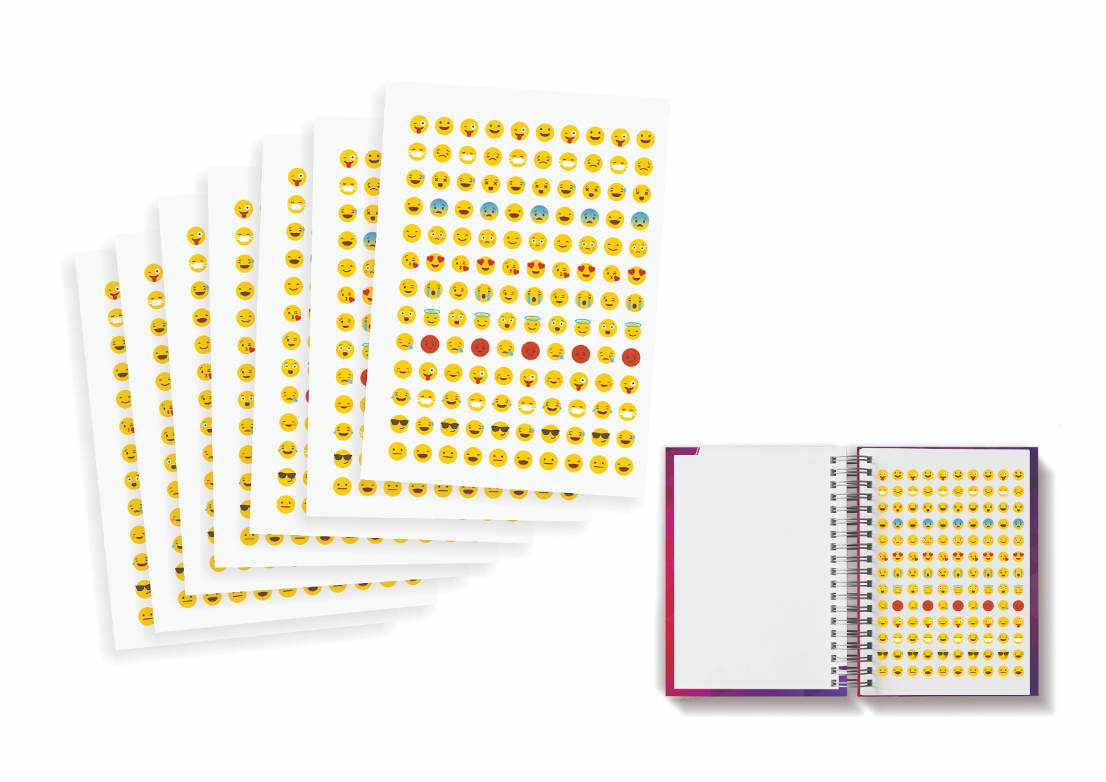 12 Cartelas De Adesivo Emoji Para Cadernos e Agendas A5 - Lion Mix ...
