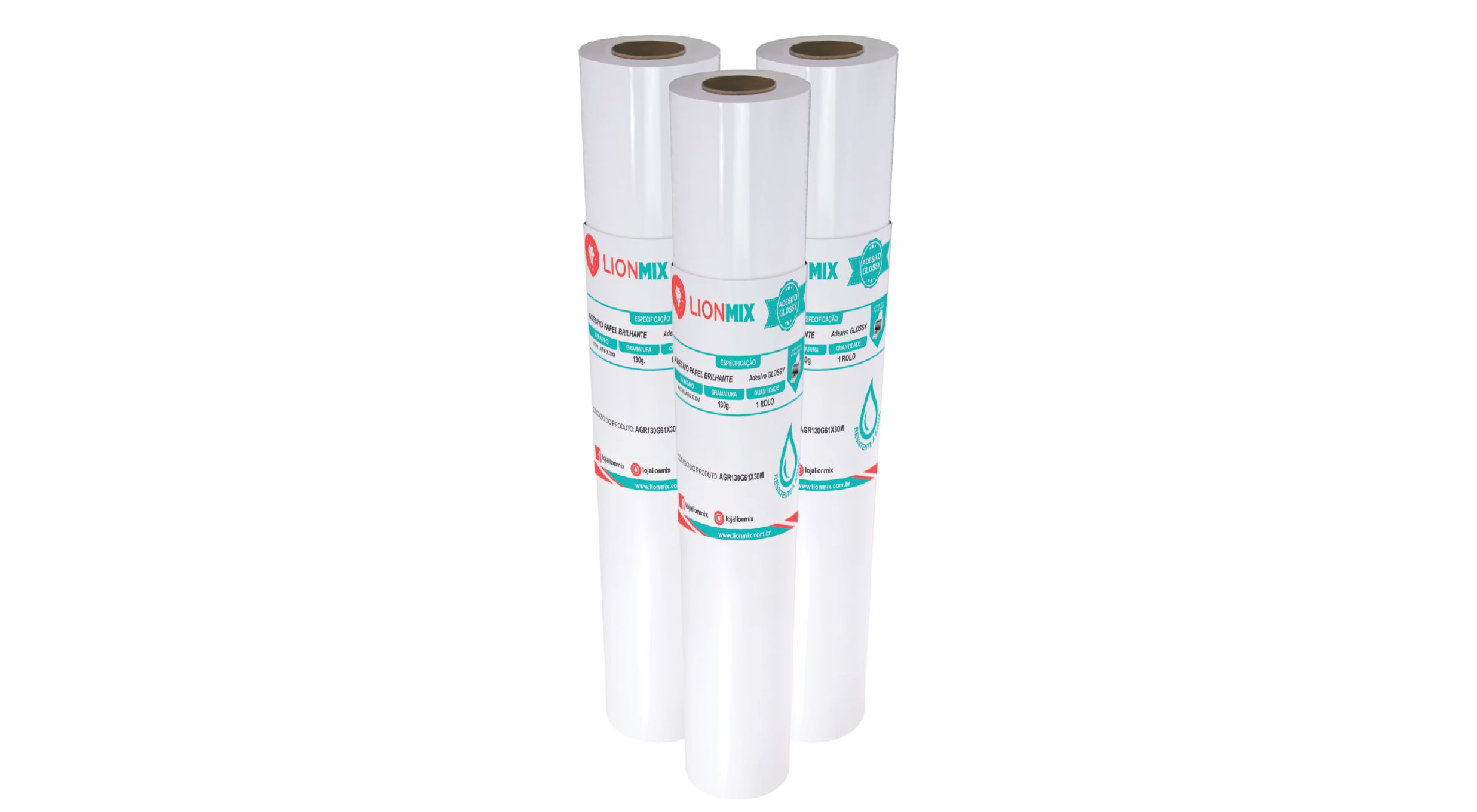 PAPEL ADESIVO GLOSSY IMPRESSÃO RESISTENTE À ÁGUA EM ROLO - 61CM Larg ...