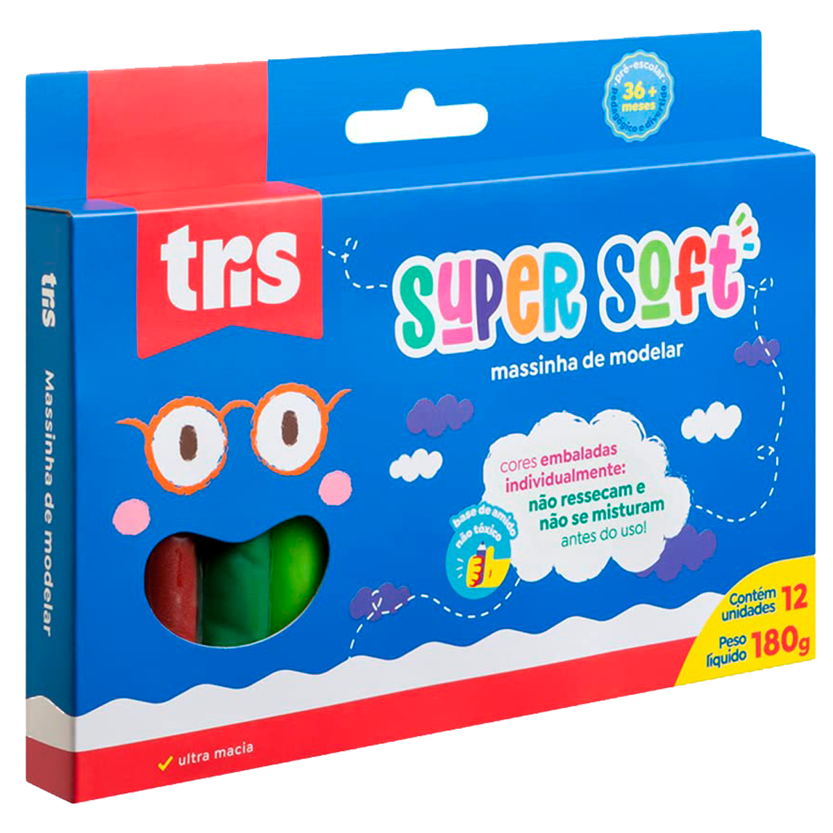 Massa De Modelar Tris Super Soft 12 Cores 180g Ref: 684222 - Membi