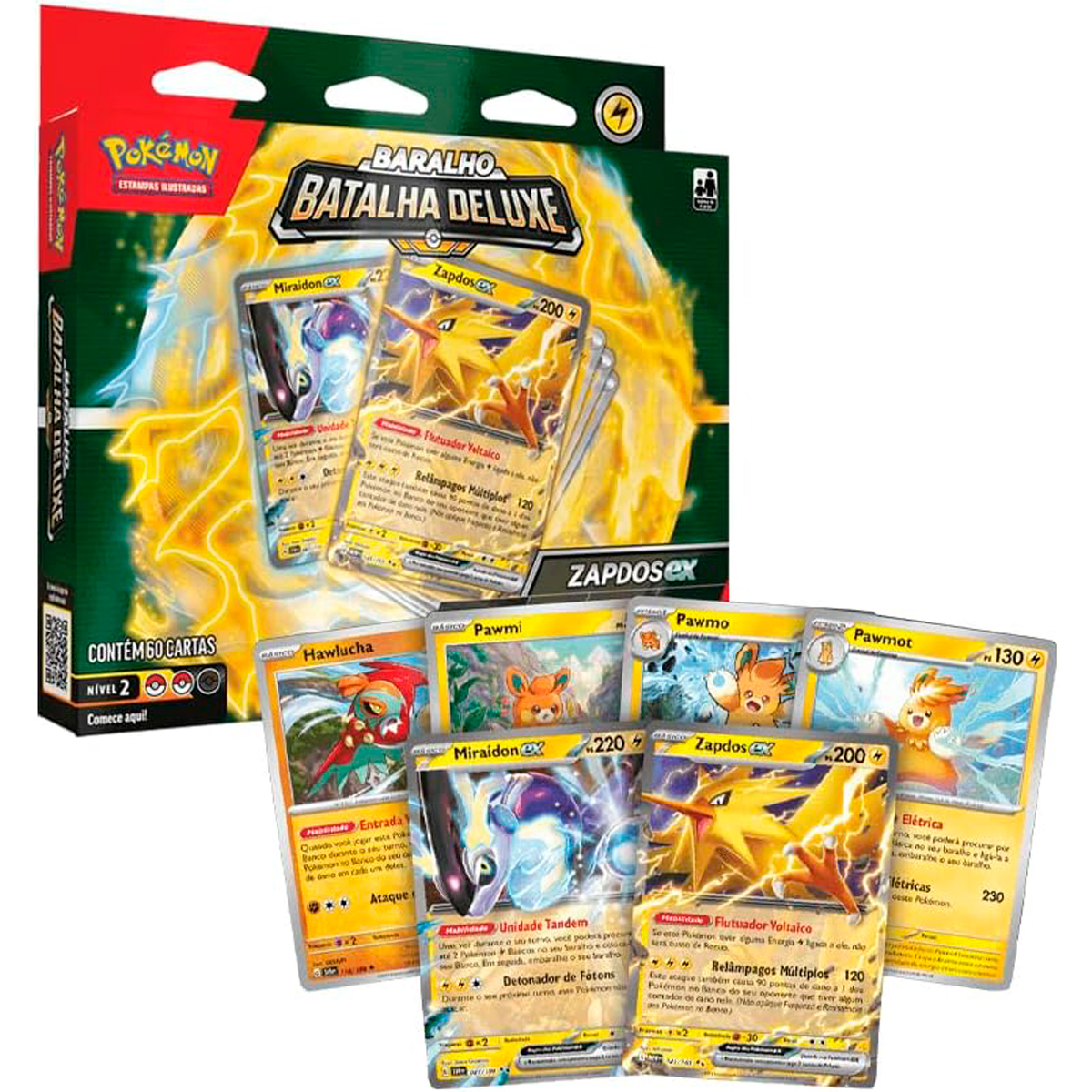 Jogo De Carta Pokemon Deck Batalha Deluxe Zapdos Com 60 Cartas
