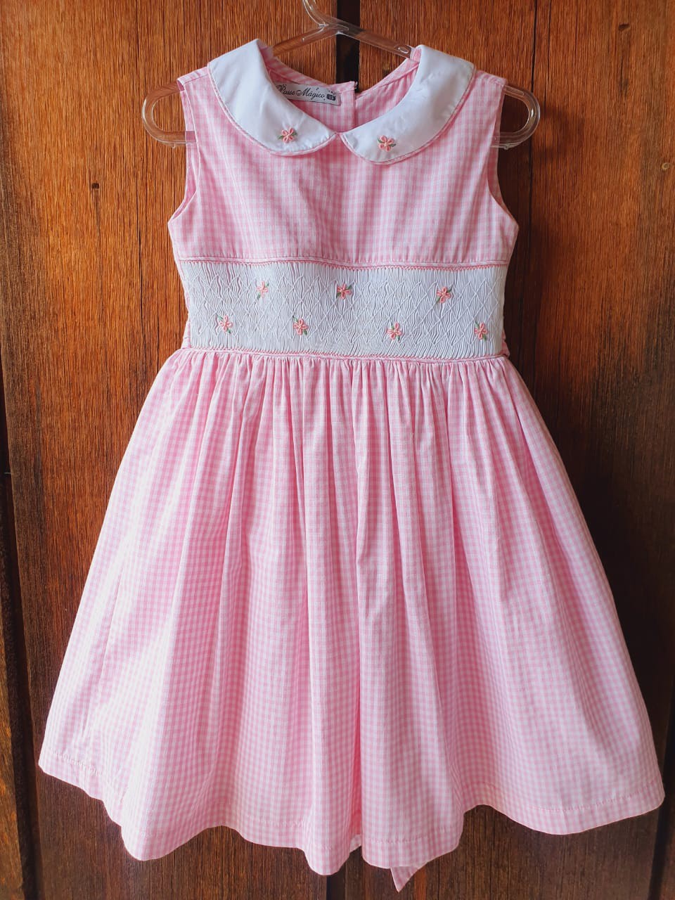 Vestido Casa de Abelha Rosa Xadrez Ponto Smock com Short - Loja