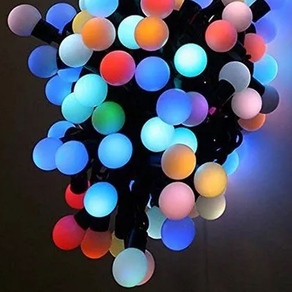 Cordão de Luzes 50 LEDs Globo Leitoso RGB Colorido 220v Decoração Pisca ...