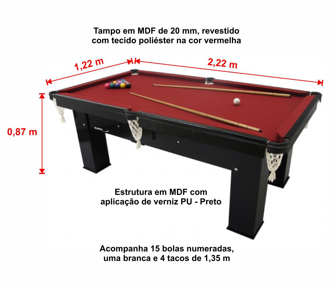 Mesa de Sinuca Residencial Klopf 1043 Elite - Estilo Esportivo