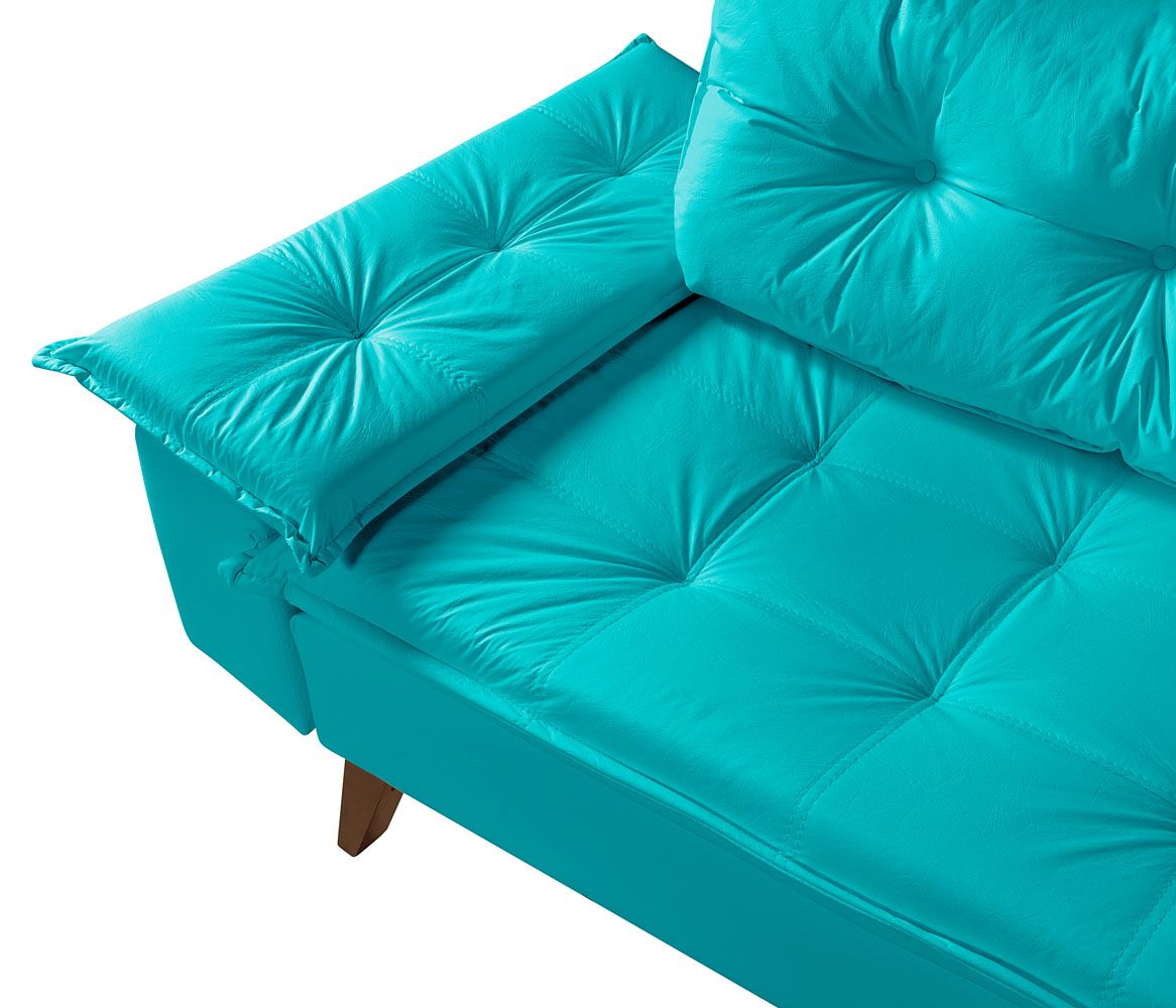 Sofá Courino Azul Turquesa 2 Lugares Bariloche - Zargo