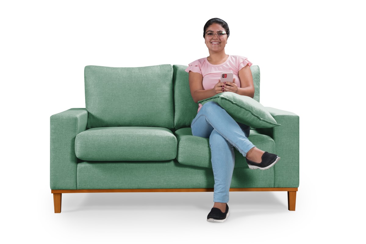 【IDEE】AO SOFA (2) Green Sofá Orgânico Jade Com Cheise 2.40m – Boucle Verde – Zaka Móveis