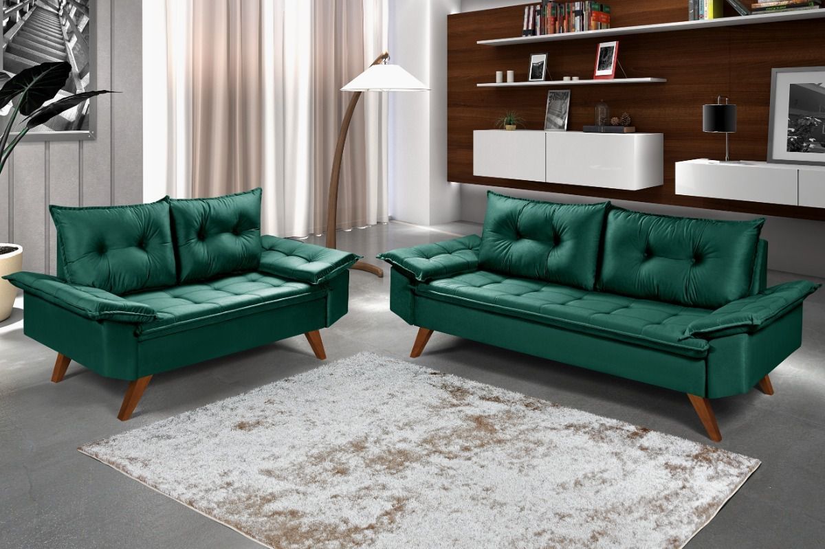 Conjunto Sofá 2 e 3 Lugares em Suede - Zargo