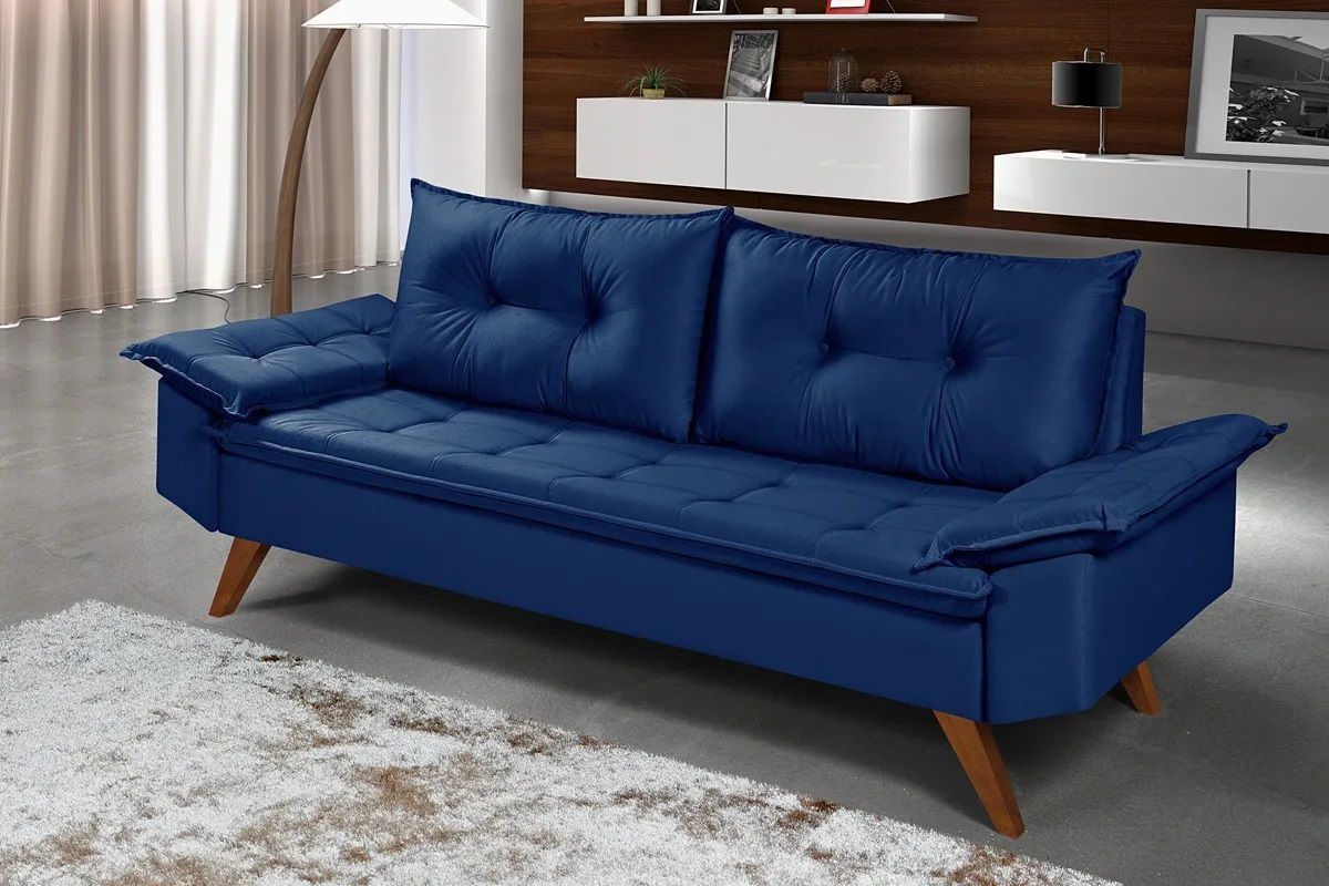 Sofá Retrô 3 Lugares em Suede - Zargo
