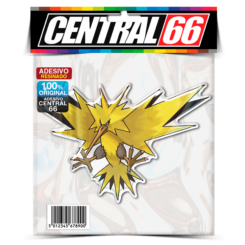 Adesivo Resinado Pokemon - Zapdos Passaro Amarelo - Central 66