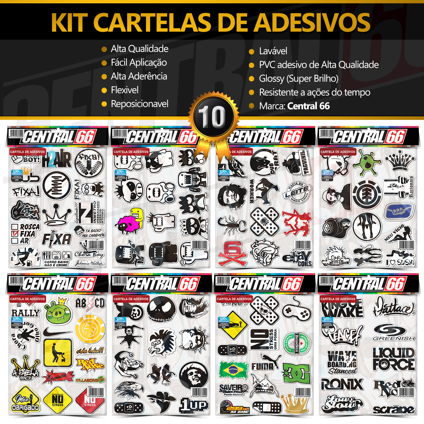 Kit 8 Cartelas - Tuning M3 Adesivos Stickers - Central 66