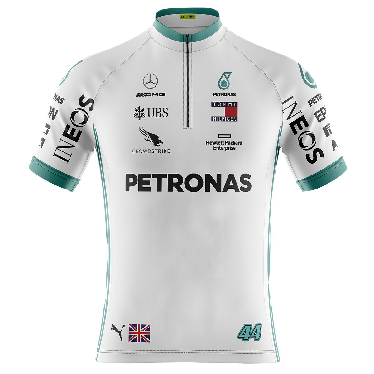 Camisa Ciclismo Manga Curta Masculina Petronas 2023 Branca