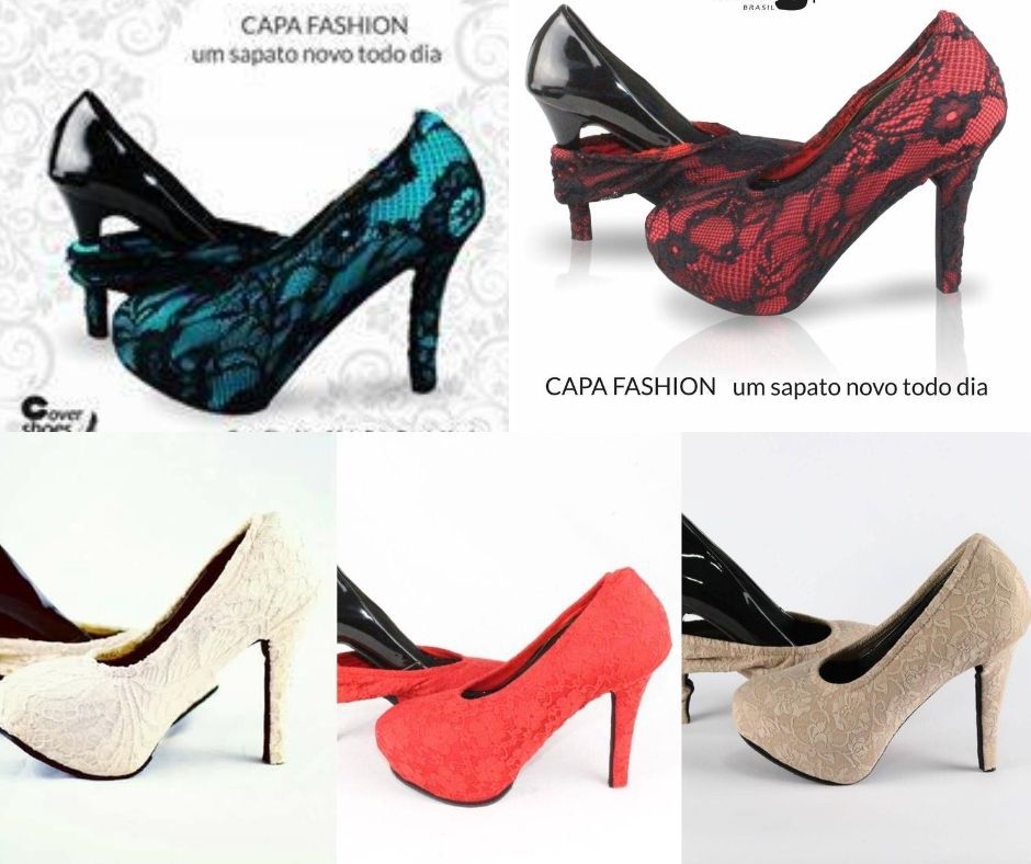 Capa fashion para sapato feminino,modelo Meia Pata RENDA CORES, tamanh -  Fashion Lu