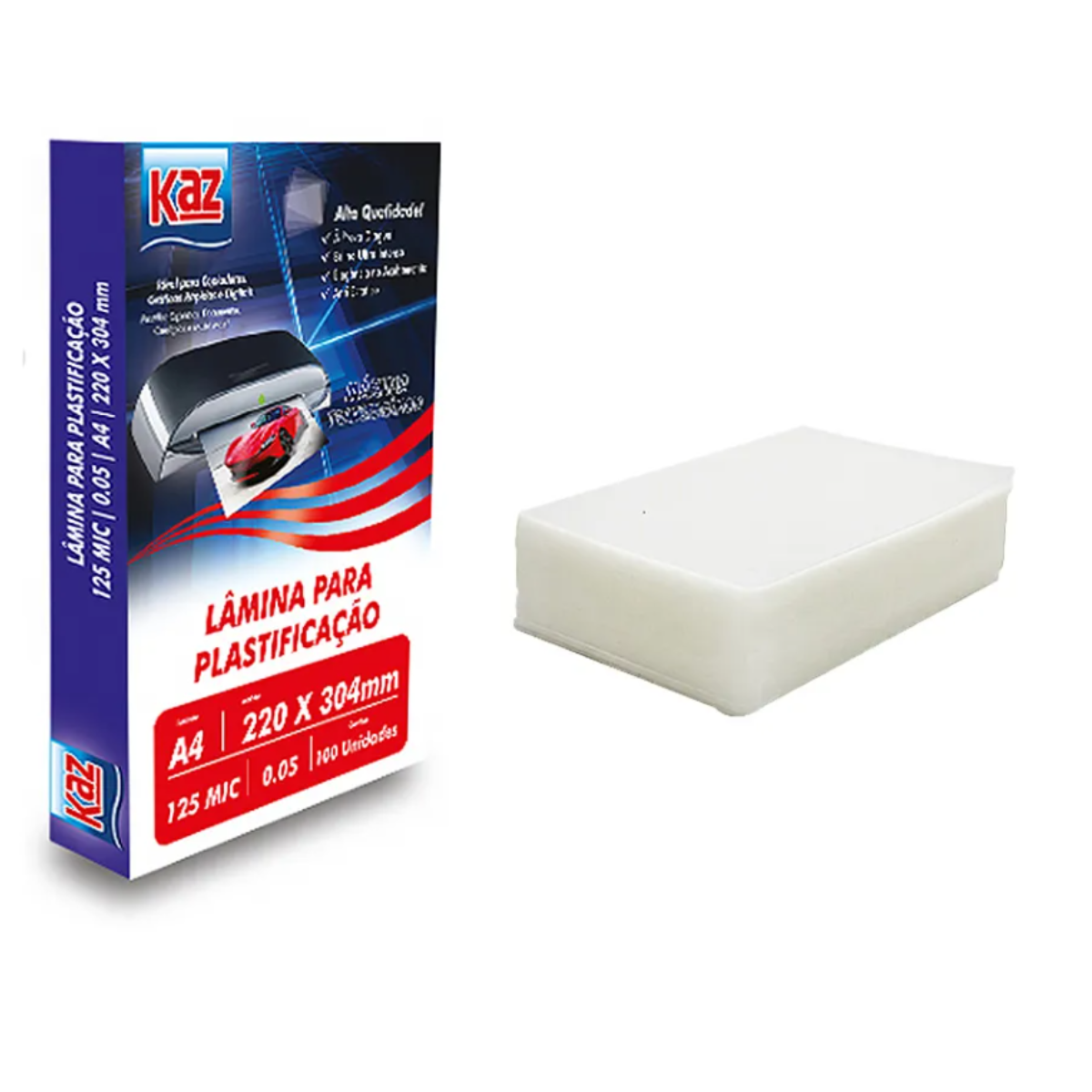 Lâmina Para Plastificar 0.05 Folhas A4 Tamanho 220x304 Kaz ...