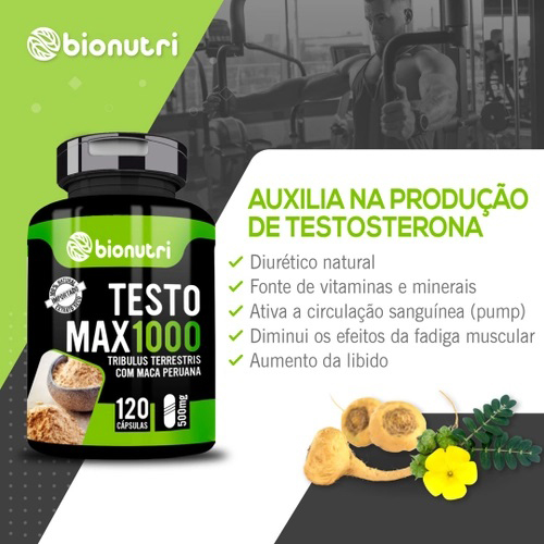 TESTO MAX 1000 TRIBULUS COM MACA 120 CÁPSULAS BIONUTRI Armazém