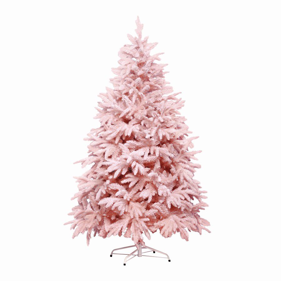 Arvore Natal Rosa Com Neve 185CM