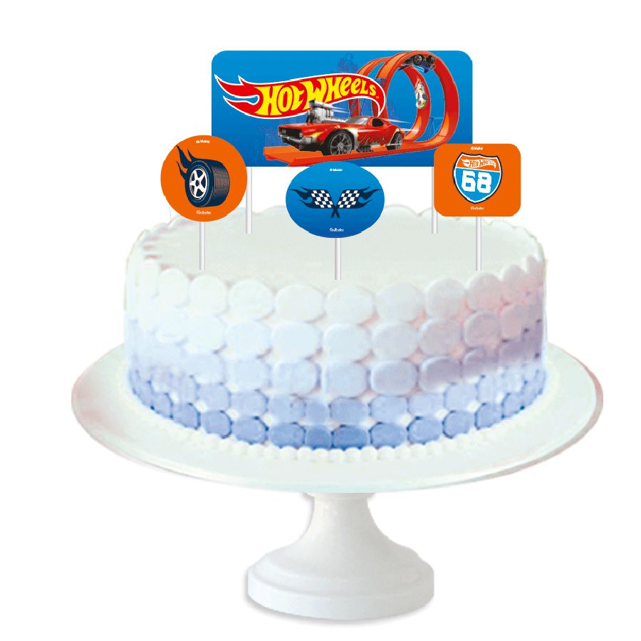 Hotwheels Carros Topo De Bolo Personalizado Pronto P/ Usa