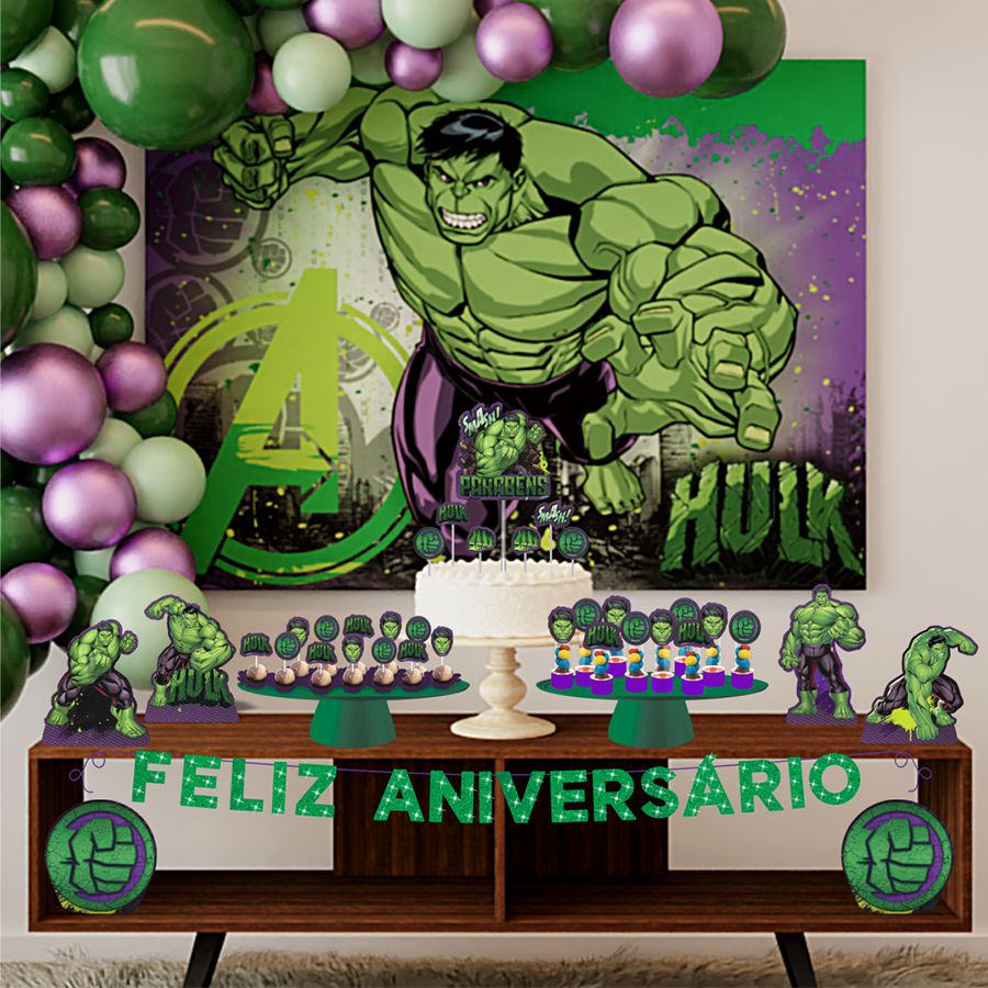 Kit Festa Fácil Hulk - 39 PÇs - 1 UN - Piffer - Rizzo - Rizzo Embalagens