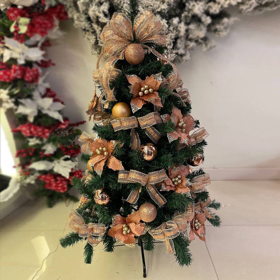 Kit Decoração Natal Rose para Árvore de Natal - 01 Unidades - Rizzo - Rizzo  Embalagens