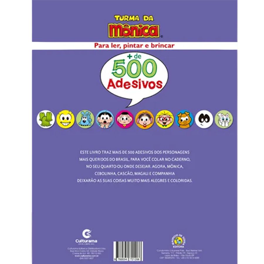 Livro 500 Adesivos Turma Da Monica 01 Unidade Culturama Rizzo Rizzo Embalagens 5470