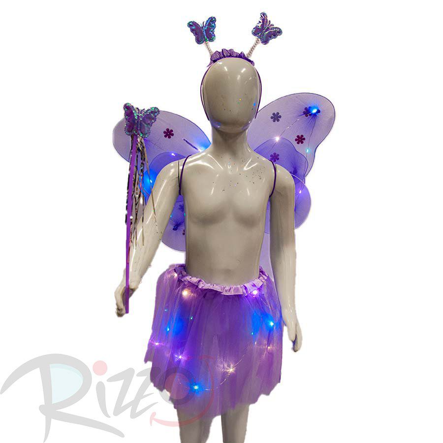 Kit Fantasia Carnaval - Borboleta - Tiara Led - Roxo - Mod:638