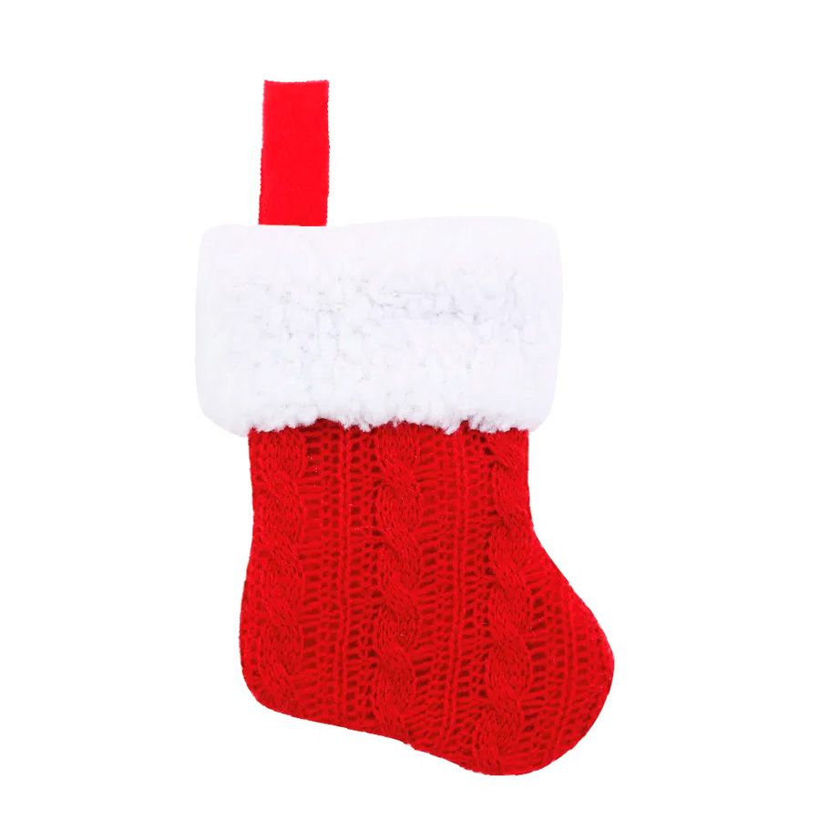 Meia Natalina Decorativa - Frente/Verso Vermelho - Cromus Natal - 1 unidade  - Rizzo Embalagens - Rizzo Embalagens