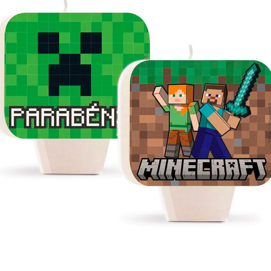 Kit Topo para Bolo Minecraft - 12,5 cm x 20 cm - 1 unidade