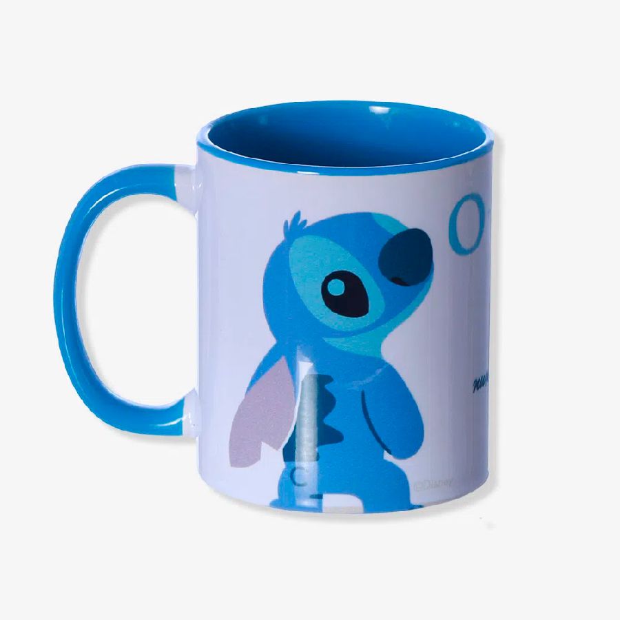 Caneca Lilo Stitch - Desenho - Interior E Alça Branca