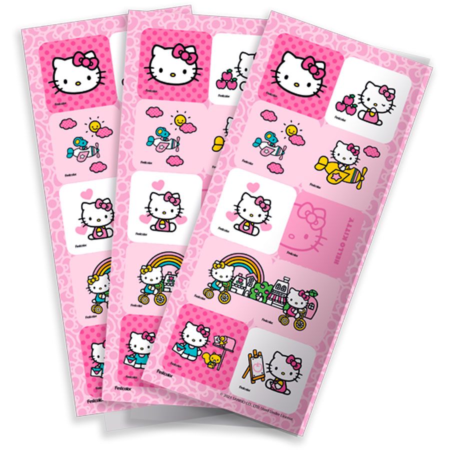 Adesivo Quadrado - Hello Kitty Rosa - 30 unidades - Festcolor - Rizzo -  Rizzo Embalagens